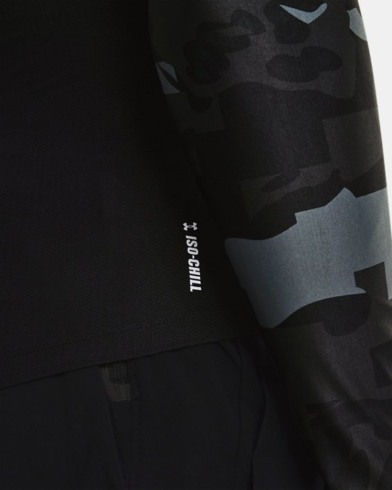 Men's UA Iso-Chill Compression Printed Long Sleeve, Black, pdpMainDesktop image number 4